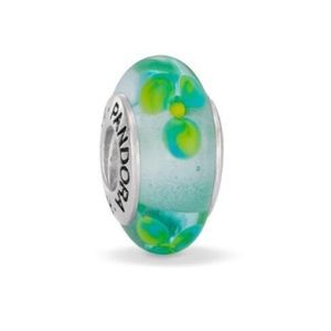 Pandora turquoise flower murano glass charm